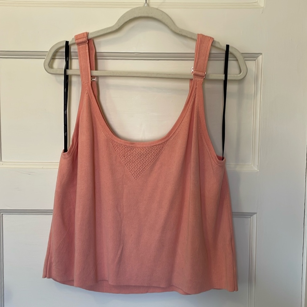 Knit tank top in Peach from Emme with adjustable straps. Plus size 2